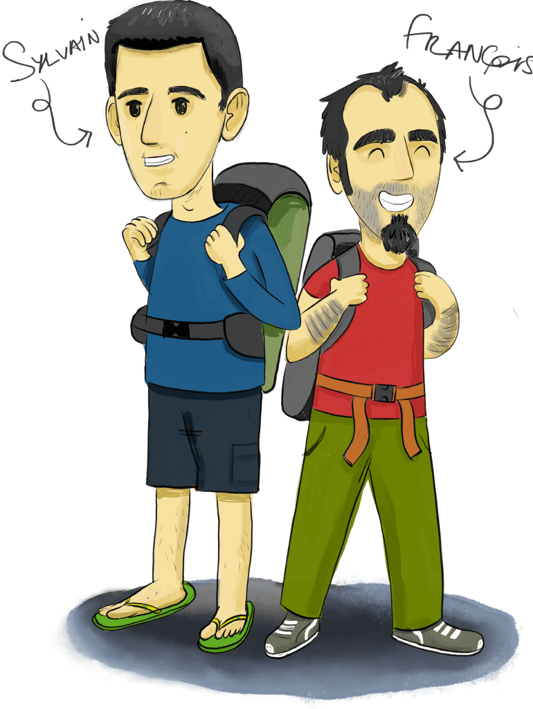 François and Sylvain with their backpacks