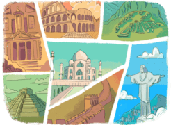 Illustration of the New 7 Wonders of the World